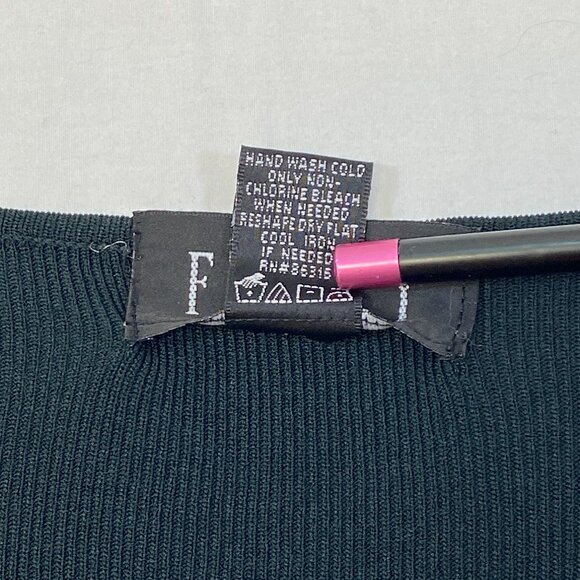 Finity Black Rib Knit Open Cardigan Sweater Long Sleeve V-Neck Button Accent L - Picture 12 of 12